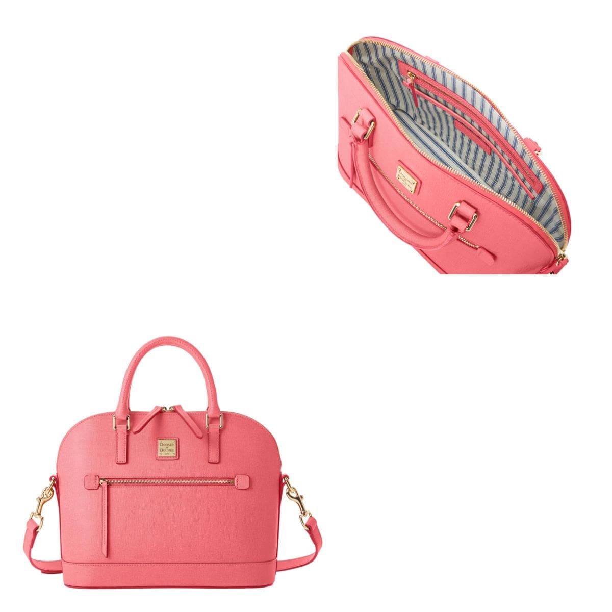 Saffiano Domed Zip Satchel