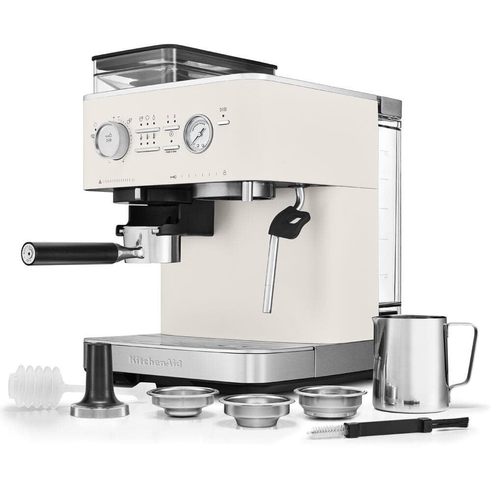 KitchenAid Semi Automatic Espresso Machine with Burr Grinder, KES6551, Porcelain White