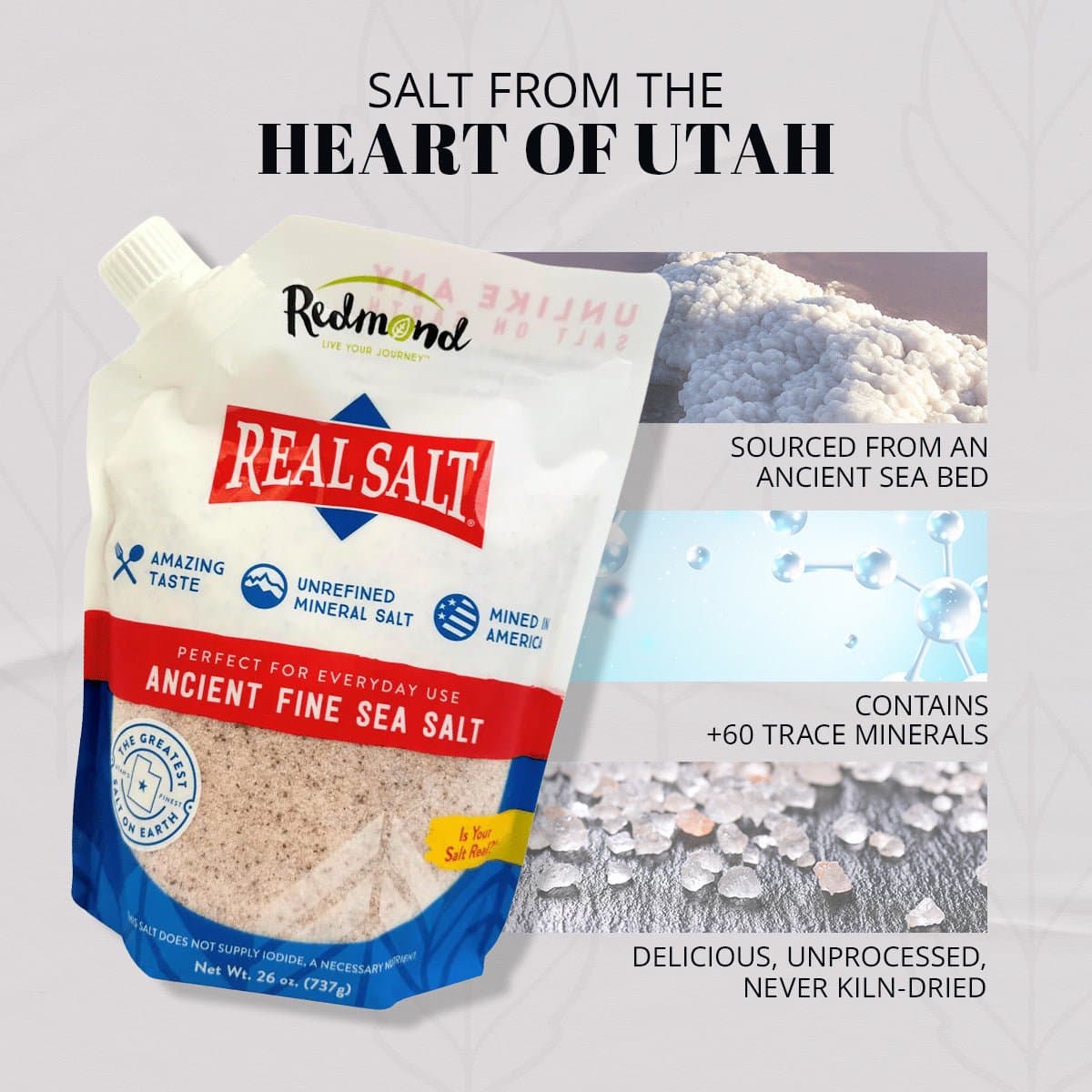 Salt, Redmond Real Salt, Fine Ground - Country Life Natural Foods