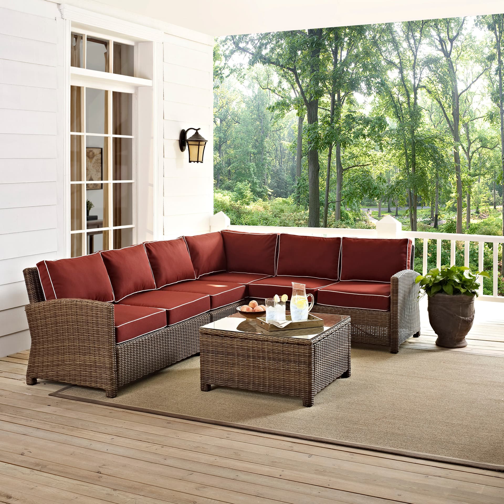 Bradenton 5Pc Wicker Outdoor Sectional Patio Furniture Set