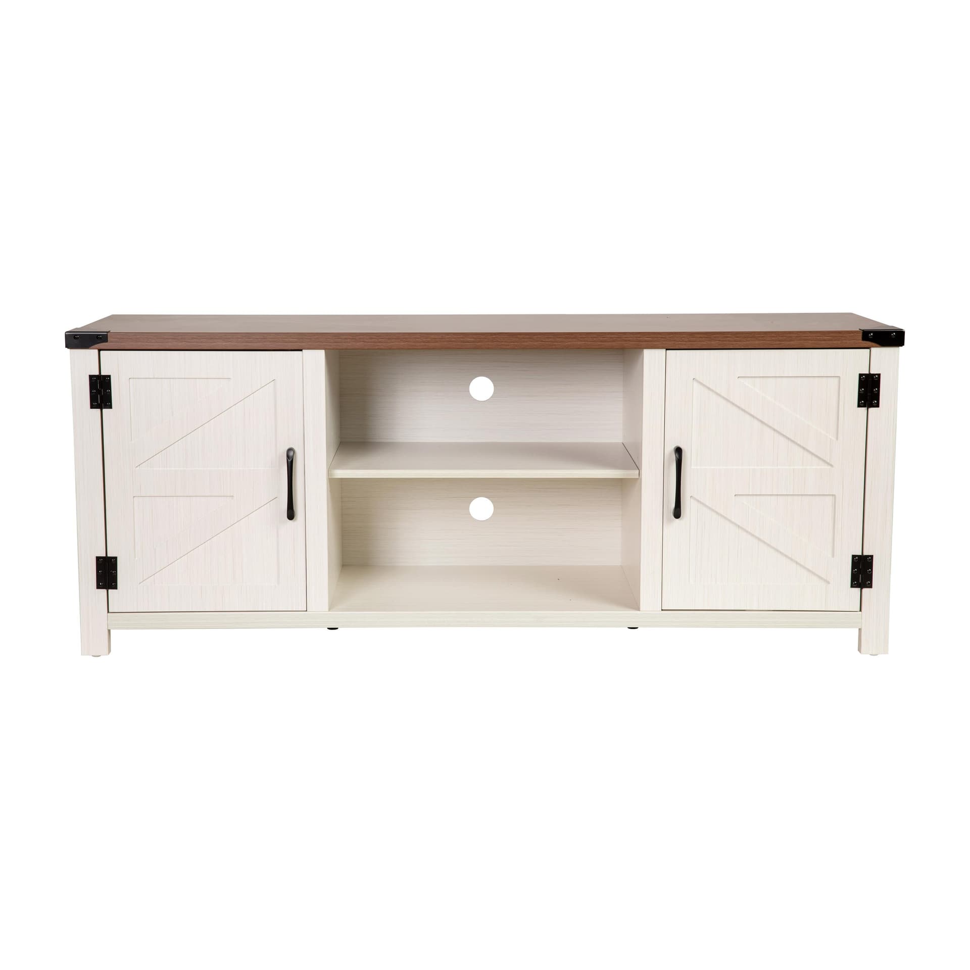 White Ayrith Modern Farmhouse Barn Door TV Stand