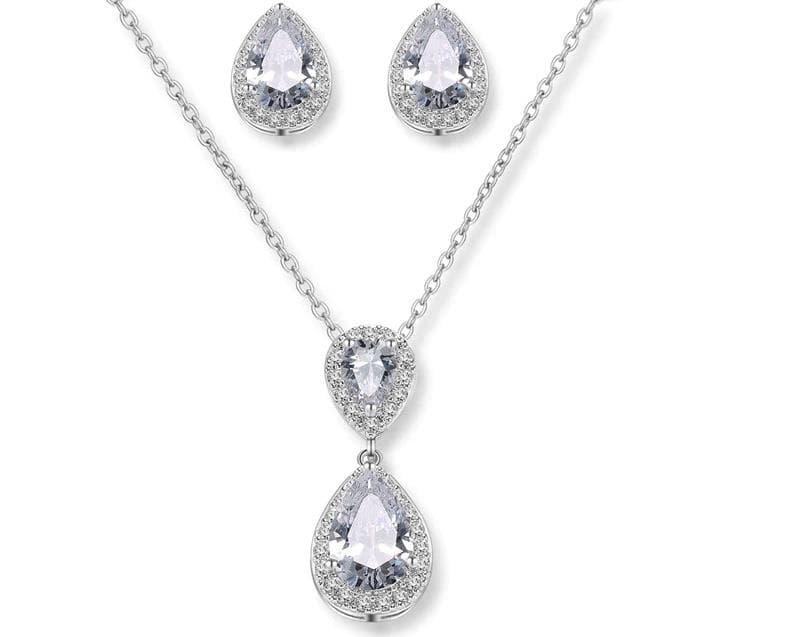 CZ Teardrop Jewelry Set