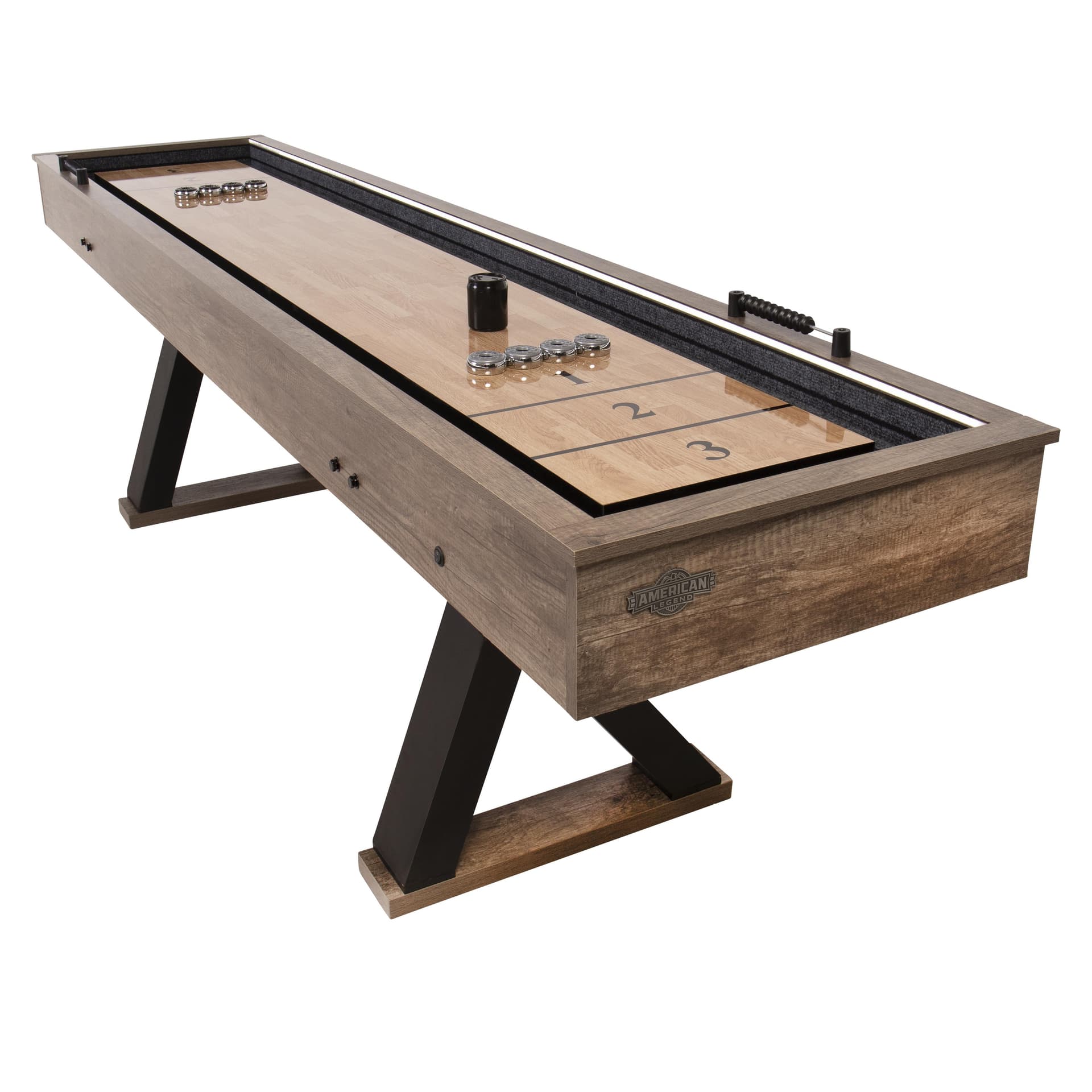 American Legend - Kirkwood 9-Foot LED Light Up Shuffleboard Table w/Bowling