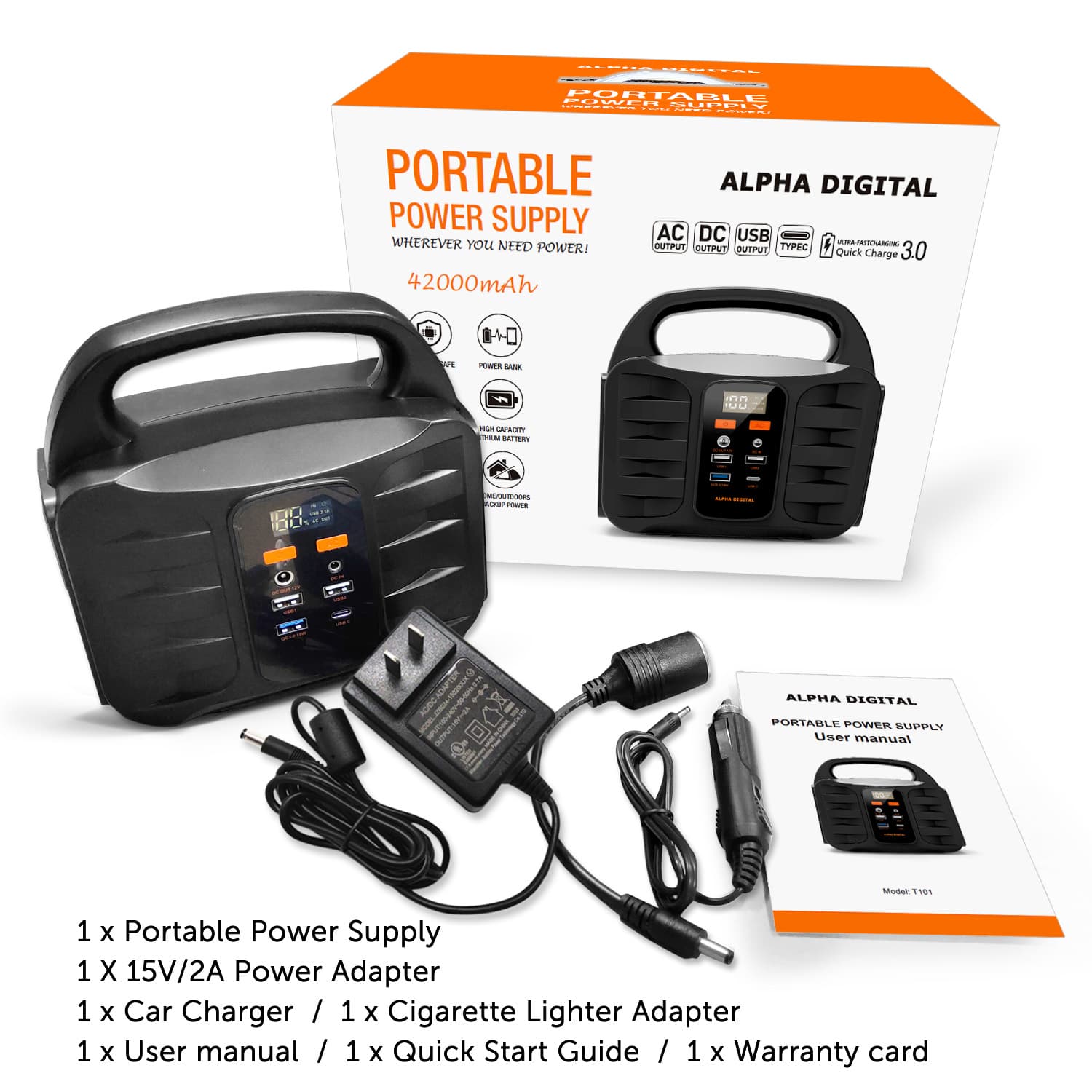 Portable Rechargeable Power Station, Emergency Backup Power, 155Wh/42000mAh, Various Charging Outputs