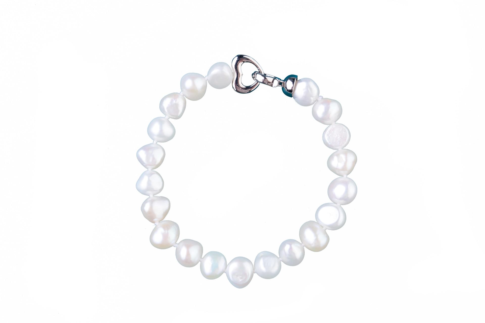 7-1/2" White Baroque Nugget Pearl Bracelet