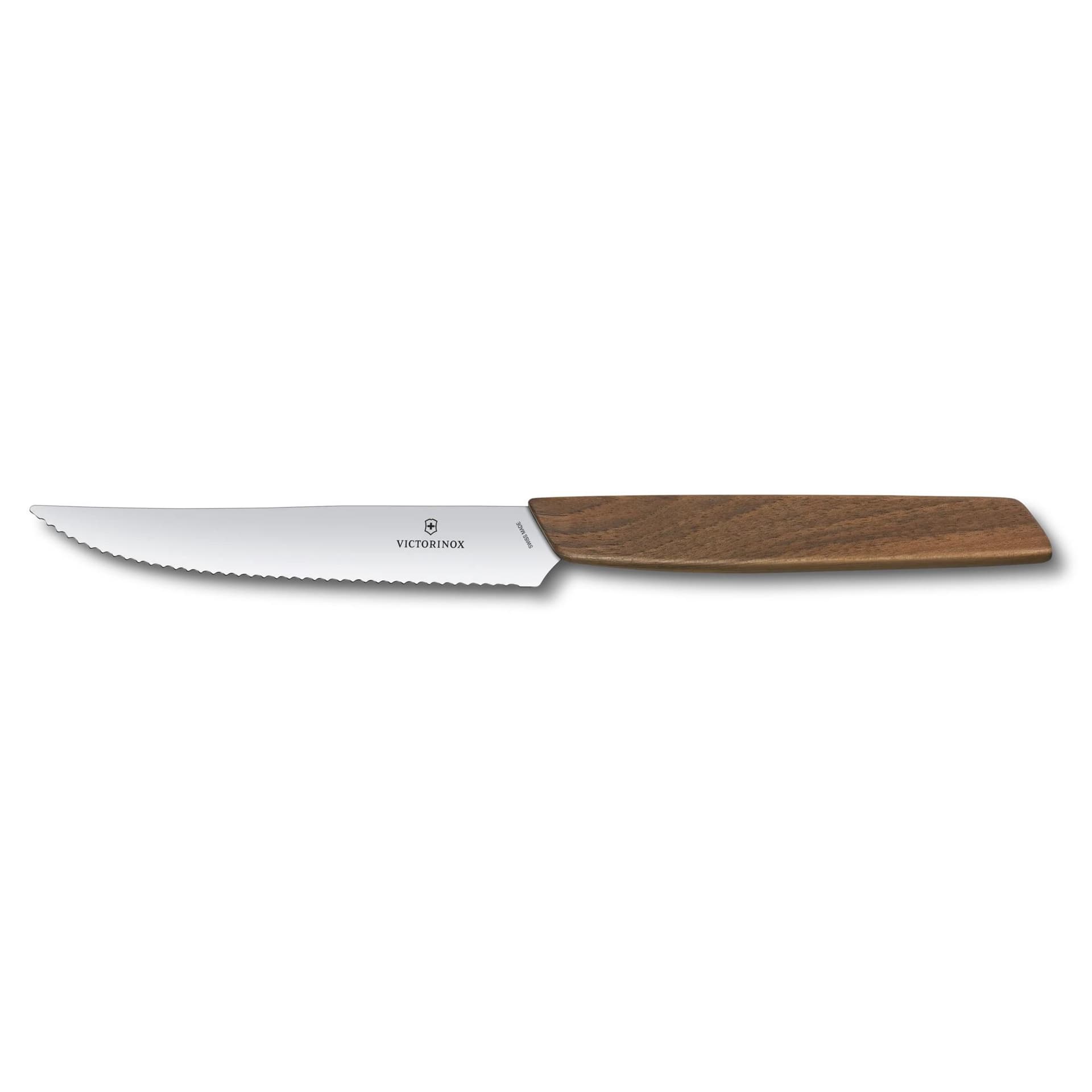 Swiss Modern Wood Sets, 2-Piece Steak Knife Set (4.75" Serrated, Spear Point) Walnut
