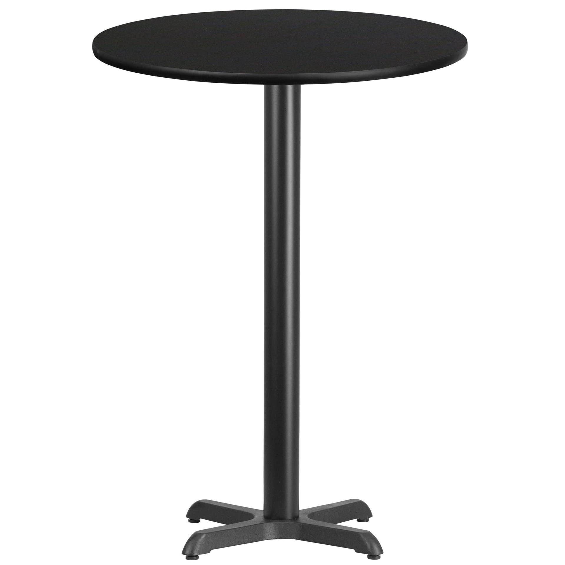 30" Round Black Laminate Table Top with 22" x 22" Bar Height Table Base