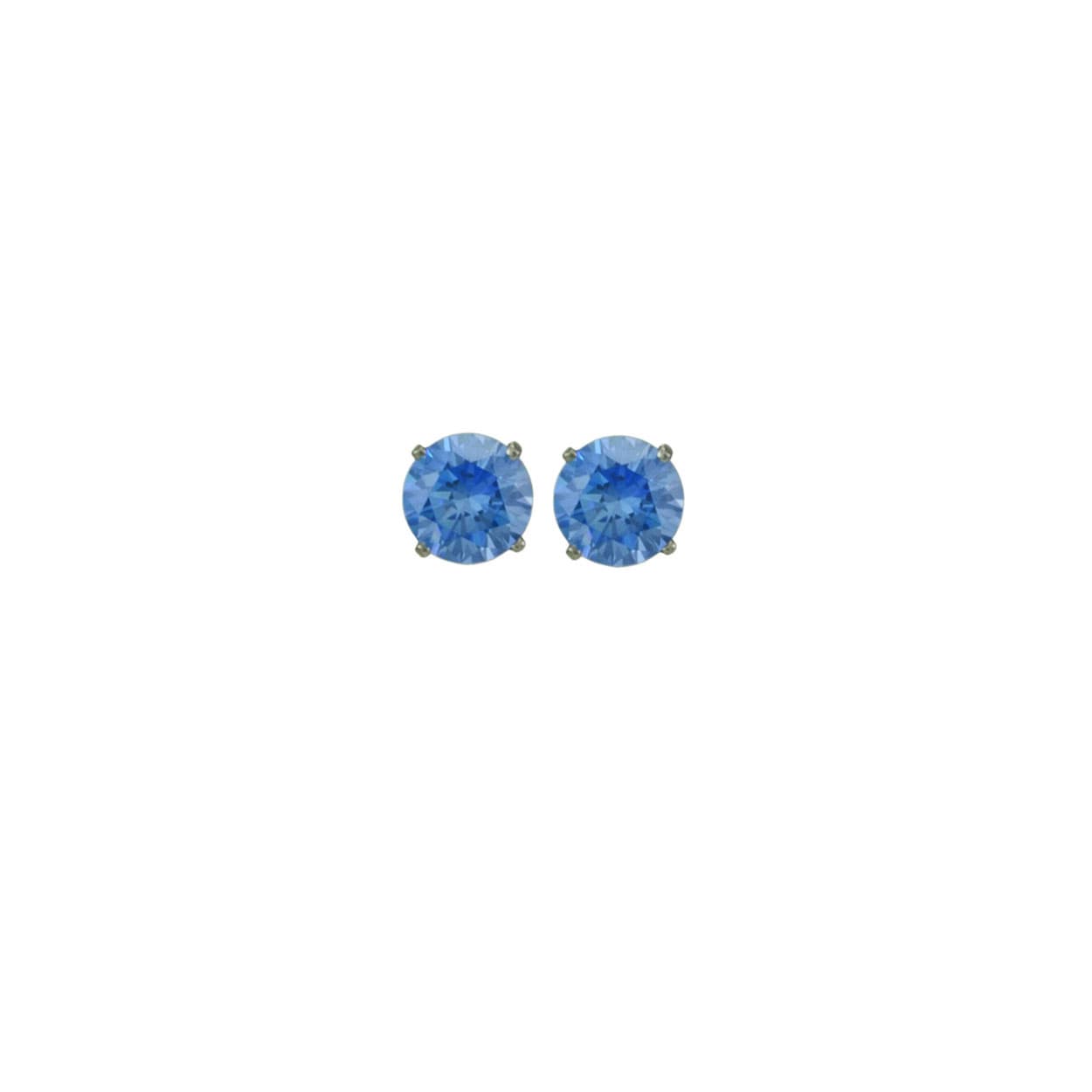 Silver CZ Blue "Royal Stud" Earrings-4.00tcw