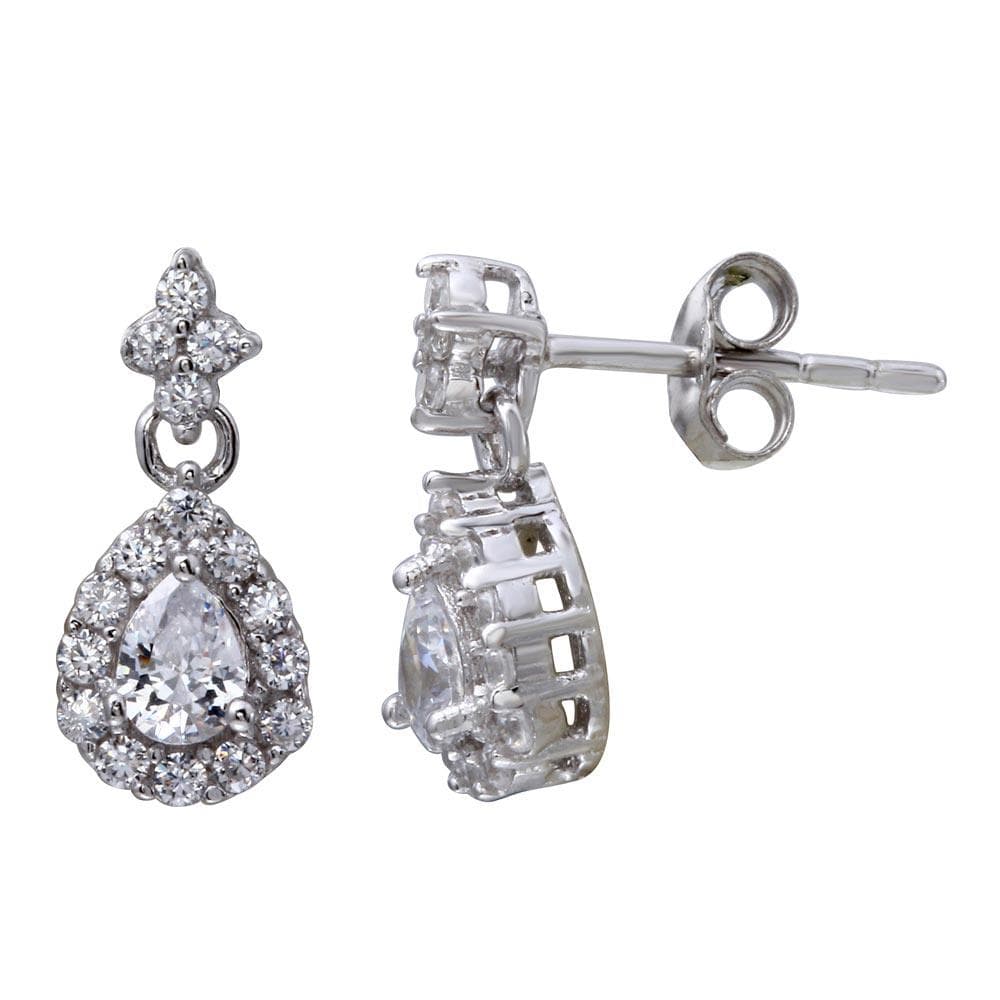 PARIKHS Rhodium Plated Mini Teardrop Earring with CZ in 925 Sterling Silver