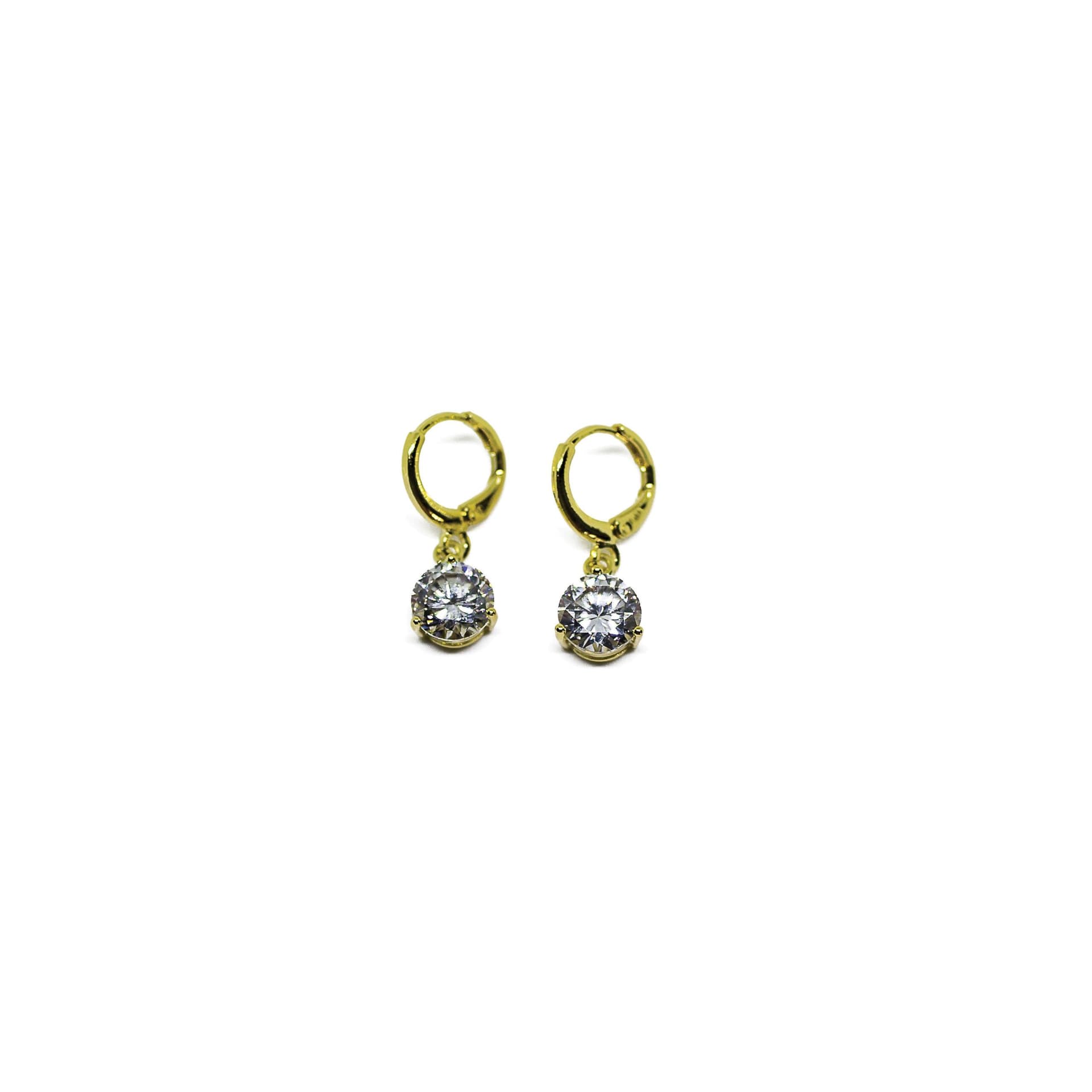 Gold Tone Cocktail Drop Earrings in Clear
