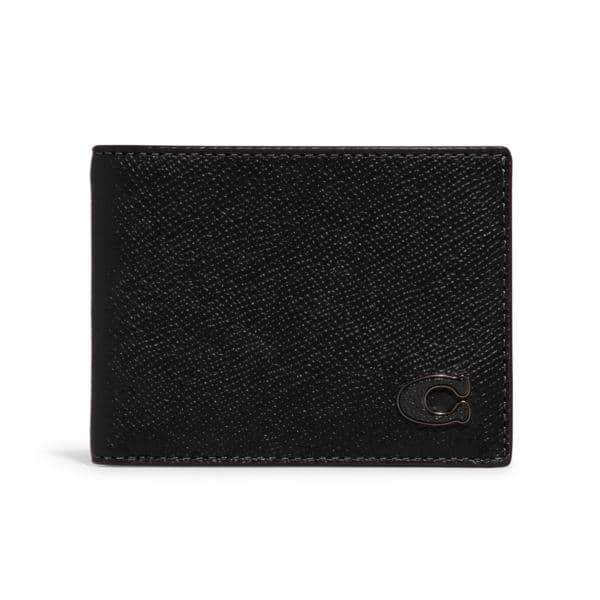 Mens Crossgrain Leather Slim Billfold - Black