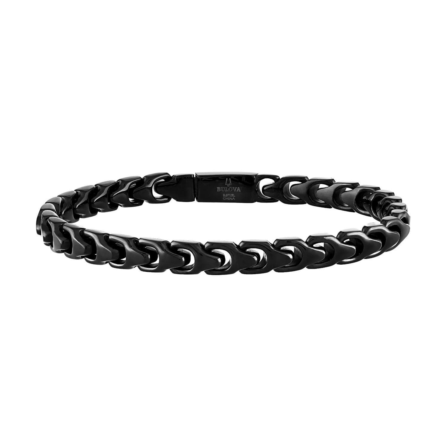 Bulova Link 6mm Black Stainless Steel Bracelet 8"