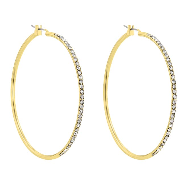 2 Inch Gold Crystal Hoop Earrings