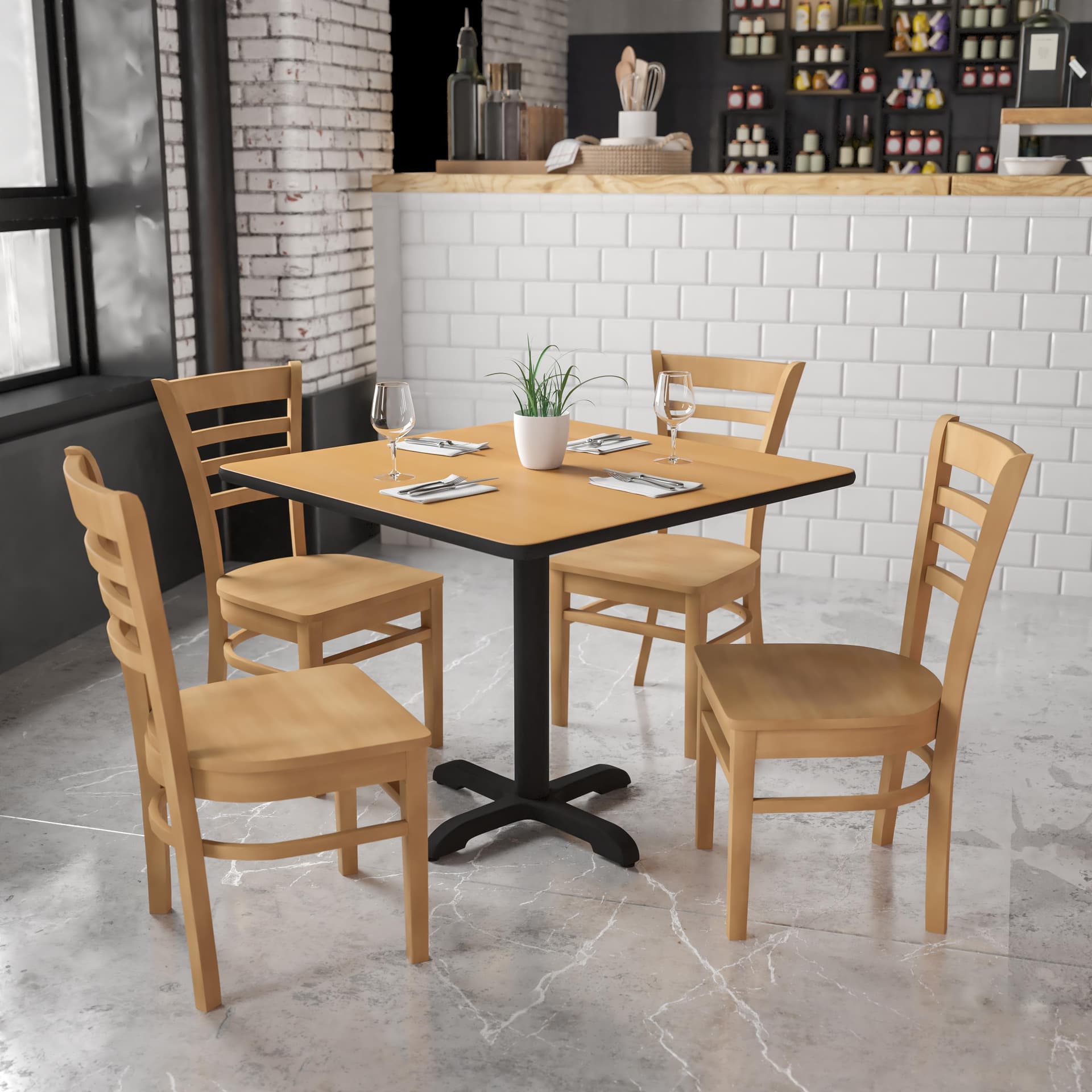 Ladder Back Natural Wood Chair