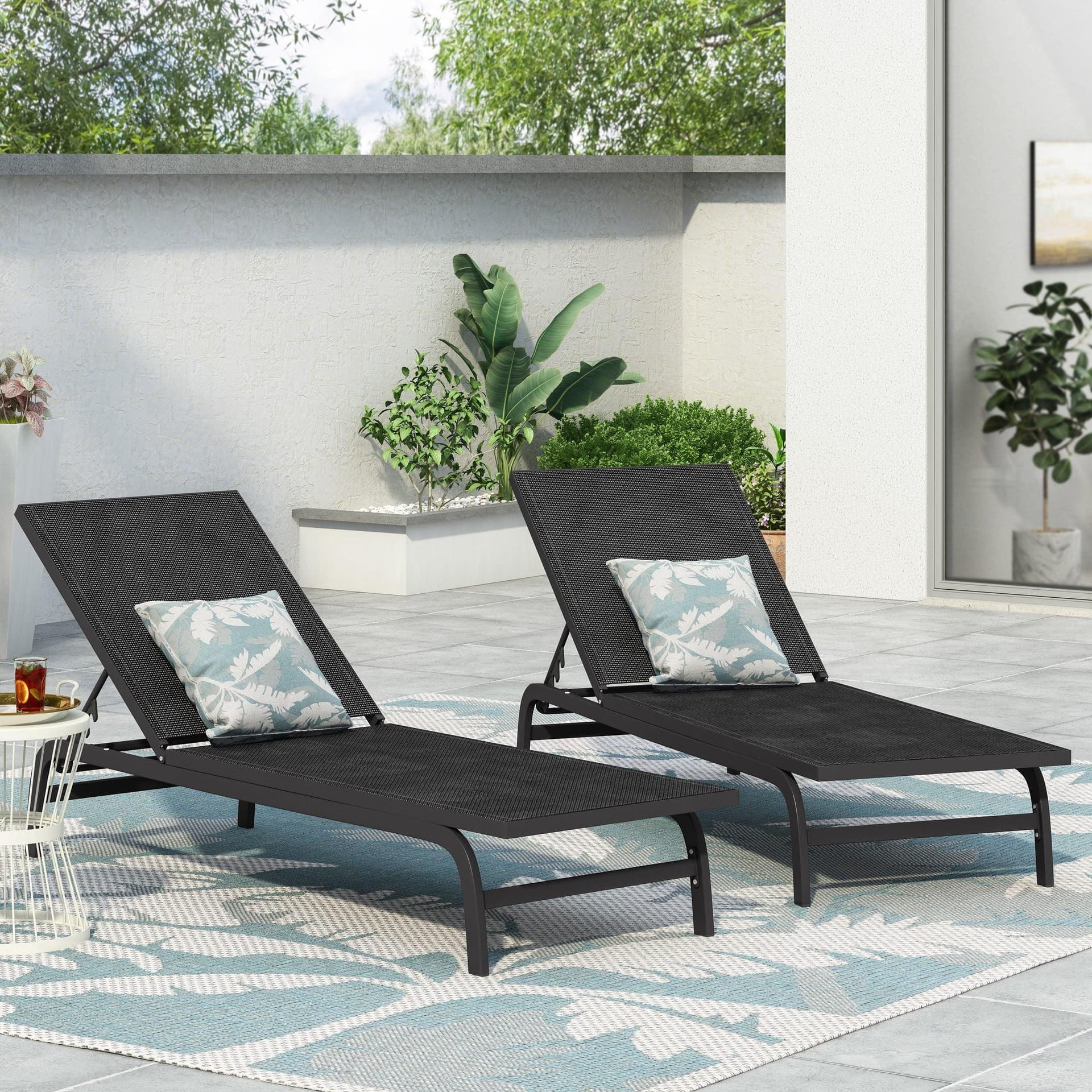 Stekar Outdoor Aluminum & Mesh Chaise Set (2)