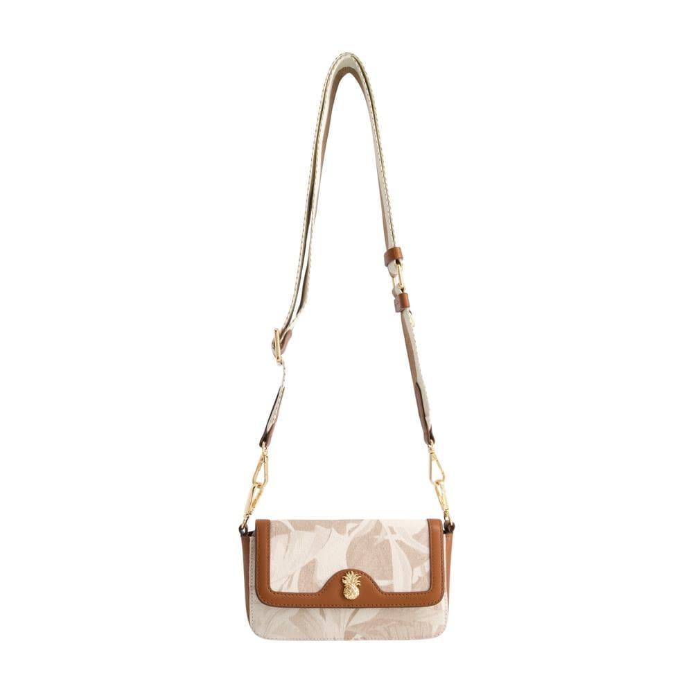 Leather Trim Floral Double Crossbody Size 5.5"