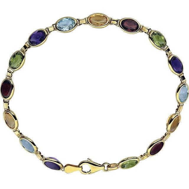 14K Yellow Gold Genuine Multi-Gemstone 7.25 " Bracelet