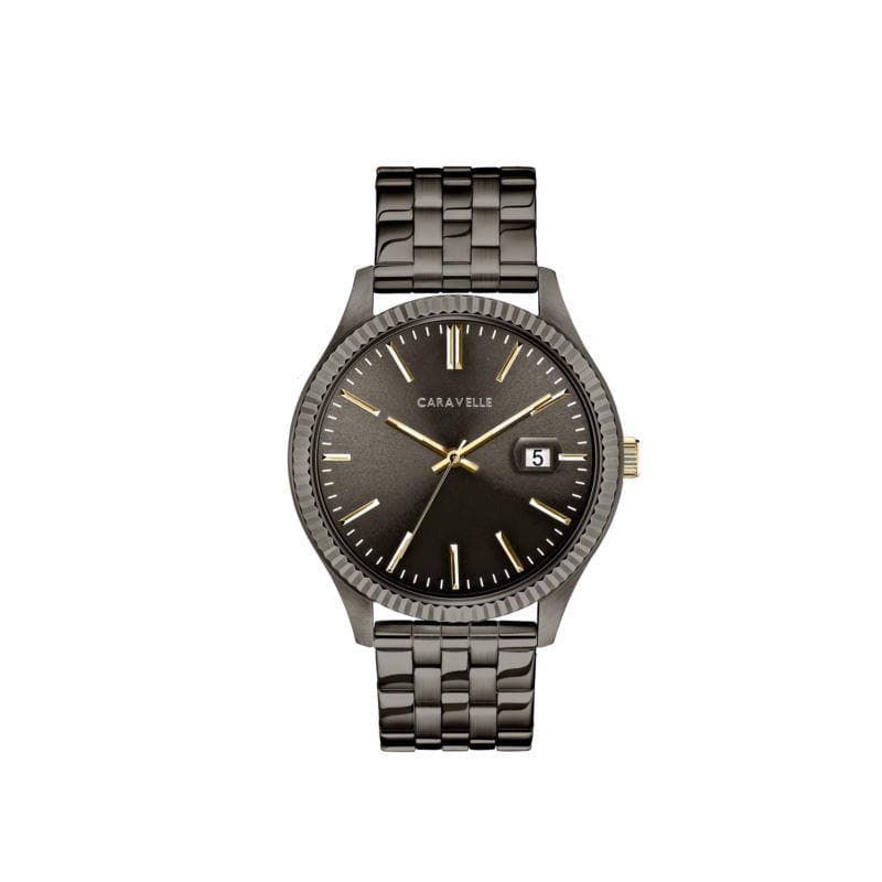 Caravelle Mens Gunmetal Ion Plated Stainless Steel Watch
