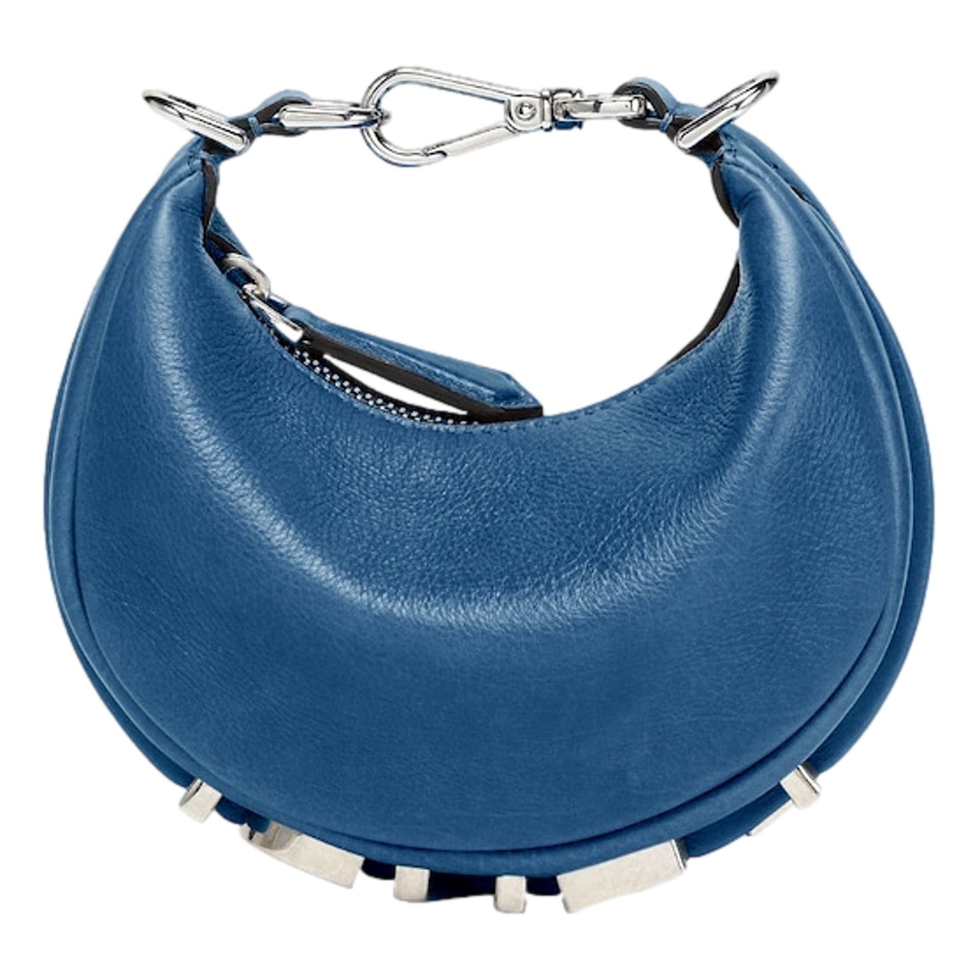 Fendi Fendigraphy Nano Hobo Calfskin Leather Mini Bag Blue