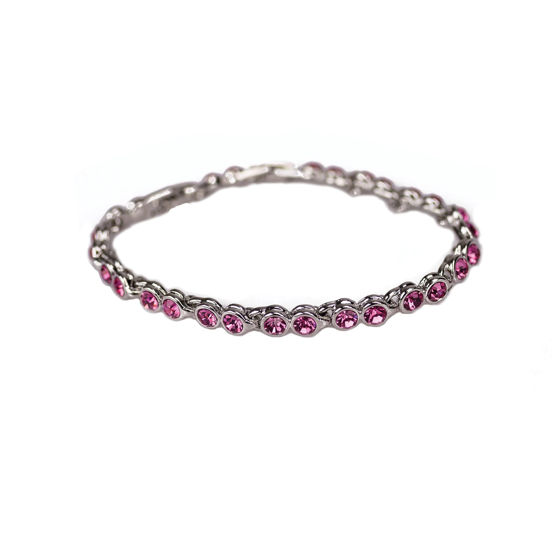 Pink Rhinestone Infinity Style Tennis Bracelet