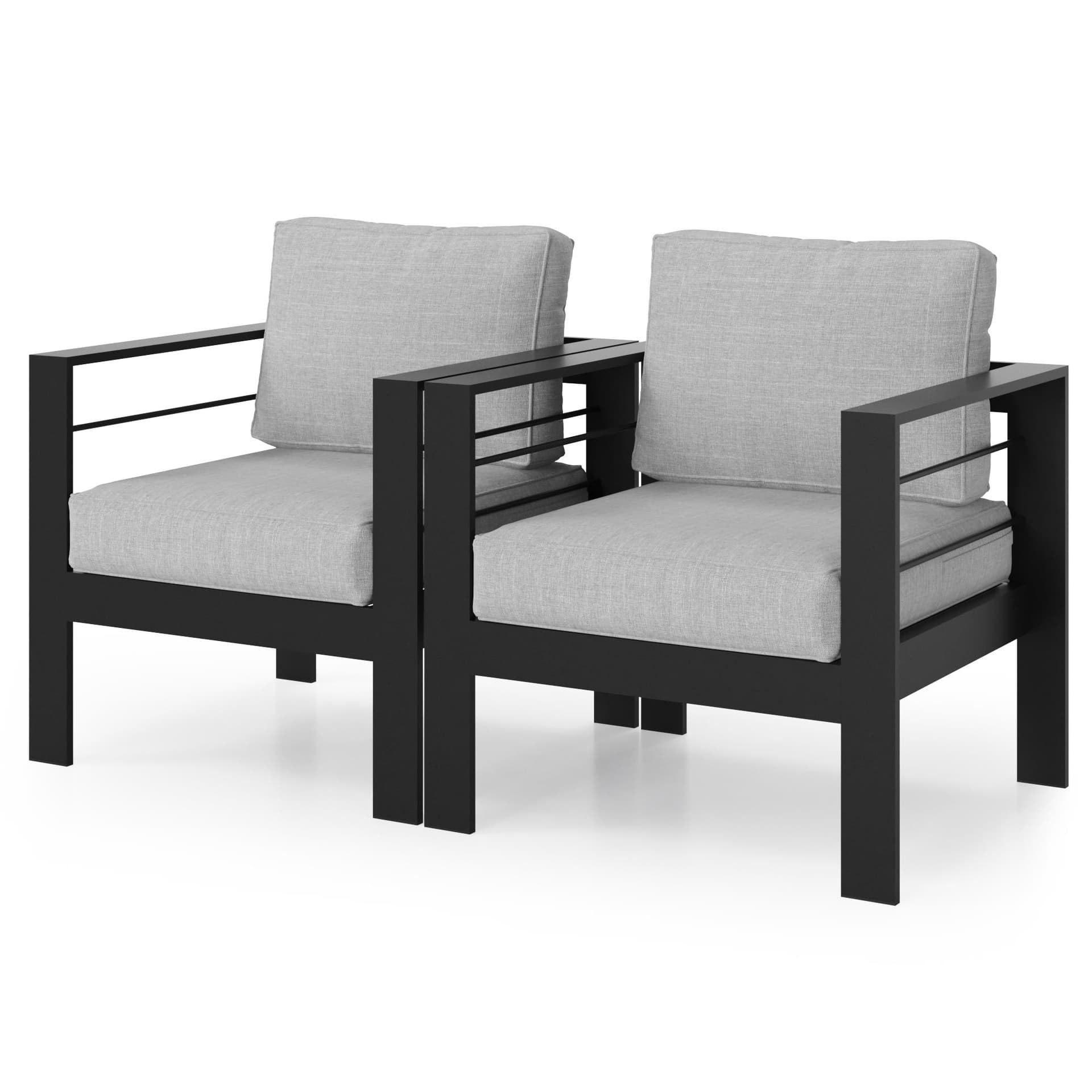 Outdoor 2-Piece Patio Chairs w/Cushions - Light Gray