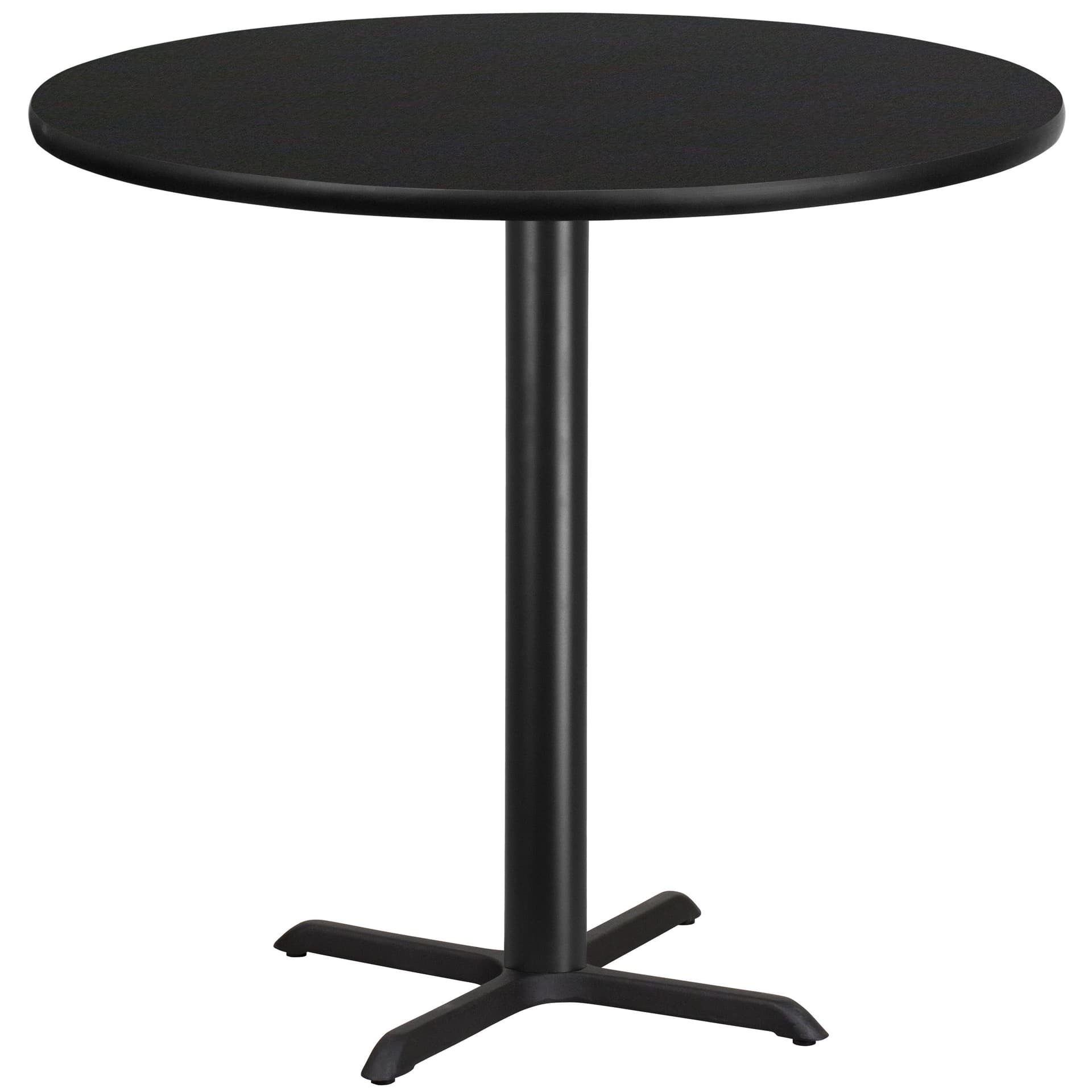 42" Round Black Laminate Table Top with 33" x 33" Bar Height Table Base