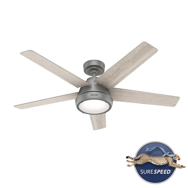 Burroughs 52" Ceiling Fan w/ 2 LED Lights Matte Silver/Light Gray Oak