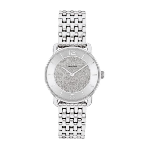 Ladies' Elliot Silver-Tone Stainless Steel Watch Silver Glitter Dial