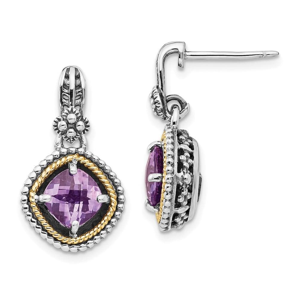 Sterling Silver w/14k Amethyst Earrings