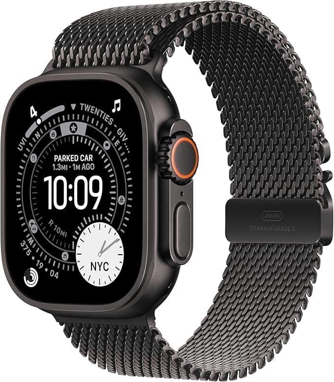 Apple Watch Ultra 3 GPS + Cellular 49mm Black Titanium Case with Black Titanium Milanese Loop - S