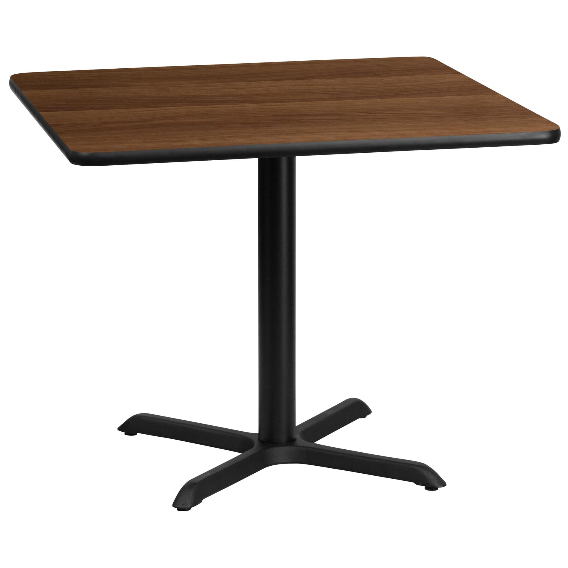 36" Square Walnut Laminate Table Top with 30" x 30" Table Height Base