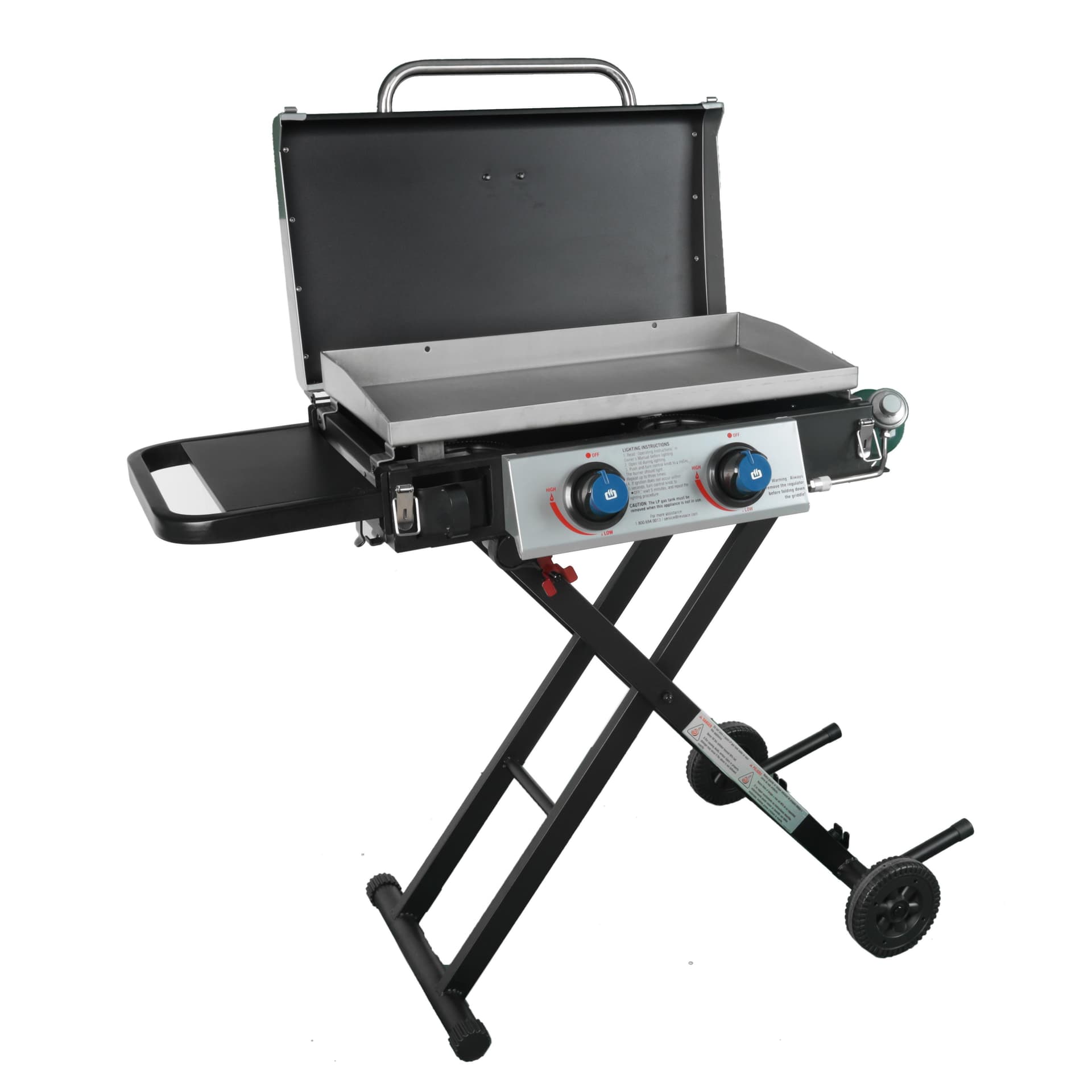 Razor 2-Burner Portable LP Gas Griddle w/Lid & Folding Cart