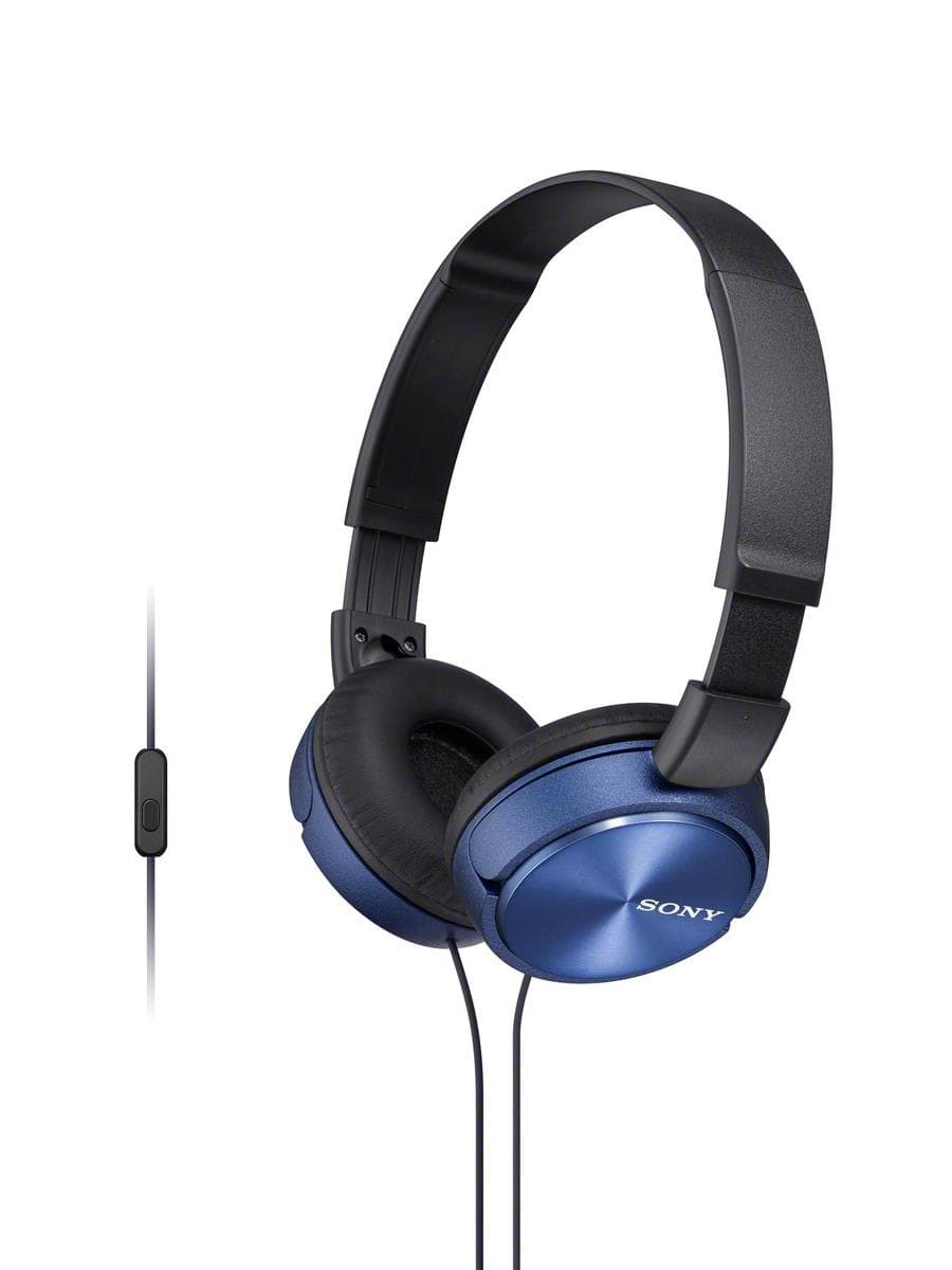 Full Size Stereo Headphones w/ In-line Mic Blue
