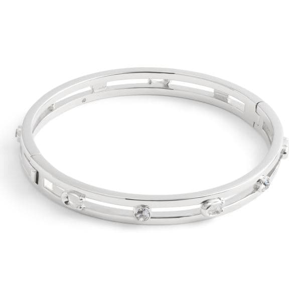 Signature C Open Bangle Bracelet - Rhodium