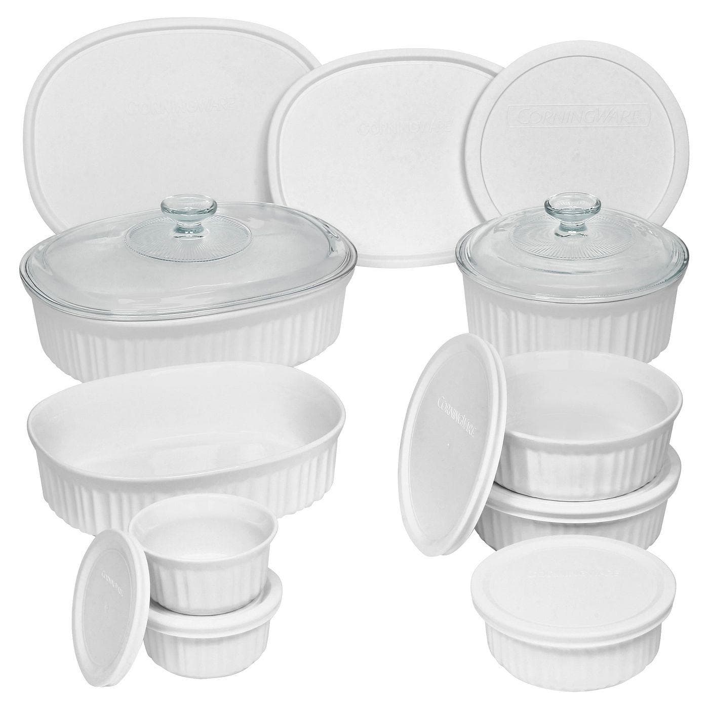 French White 18pc Round &amp; Oval Bakeware Set