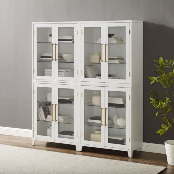 Roarke 2Pc Glass Door Kitchen Pantry Storage Cabinet Set