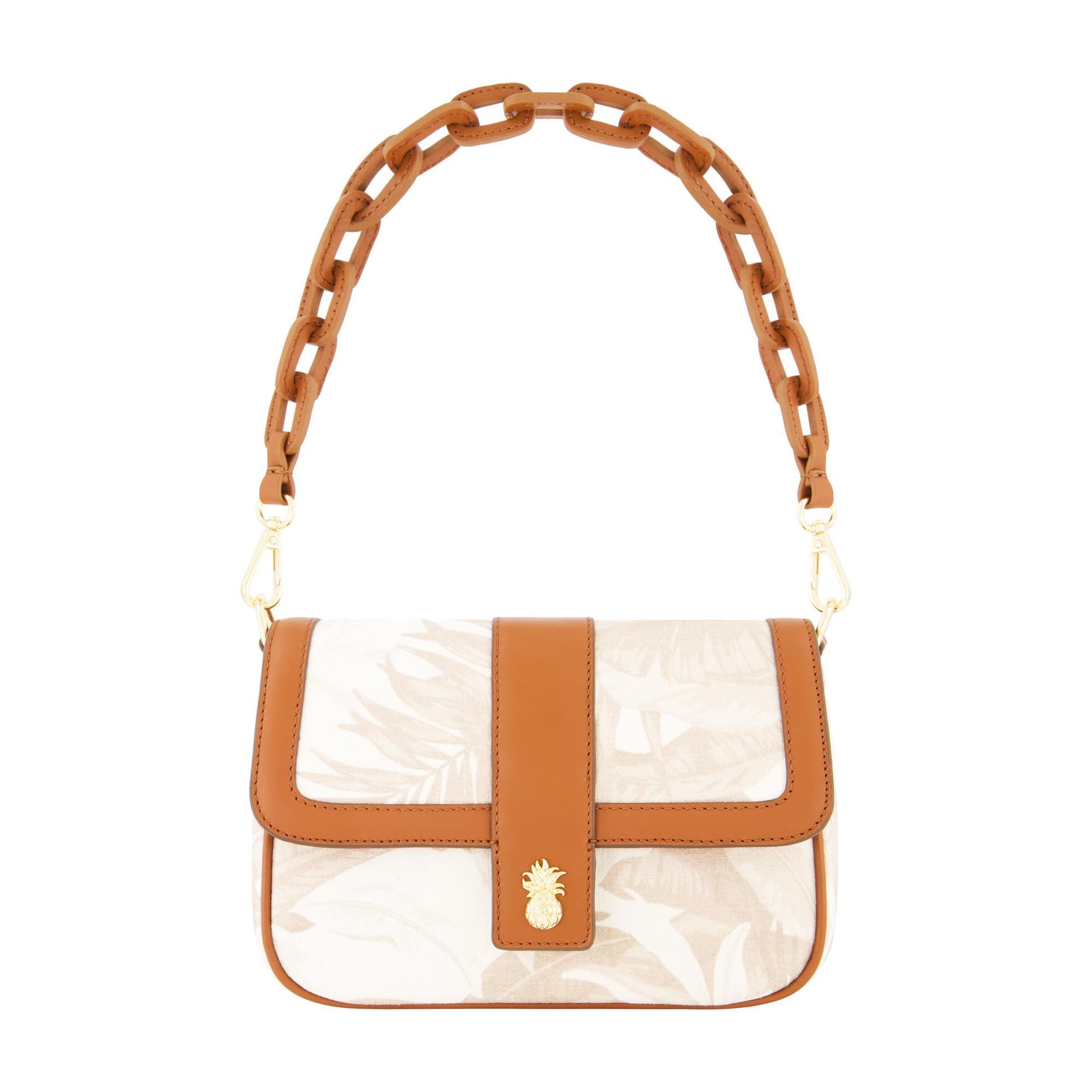 Leather Trim Floral Crossbody Size 6"