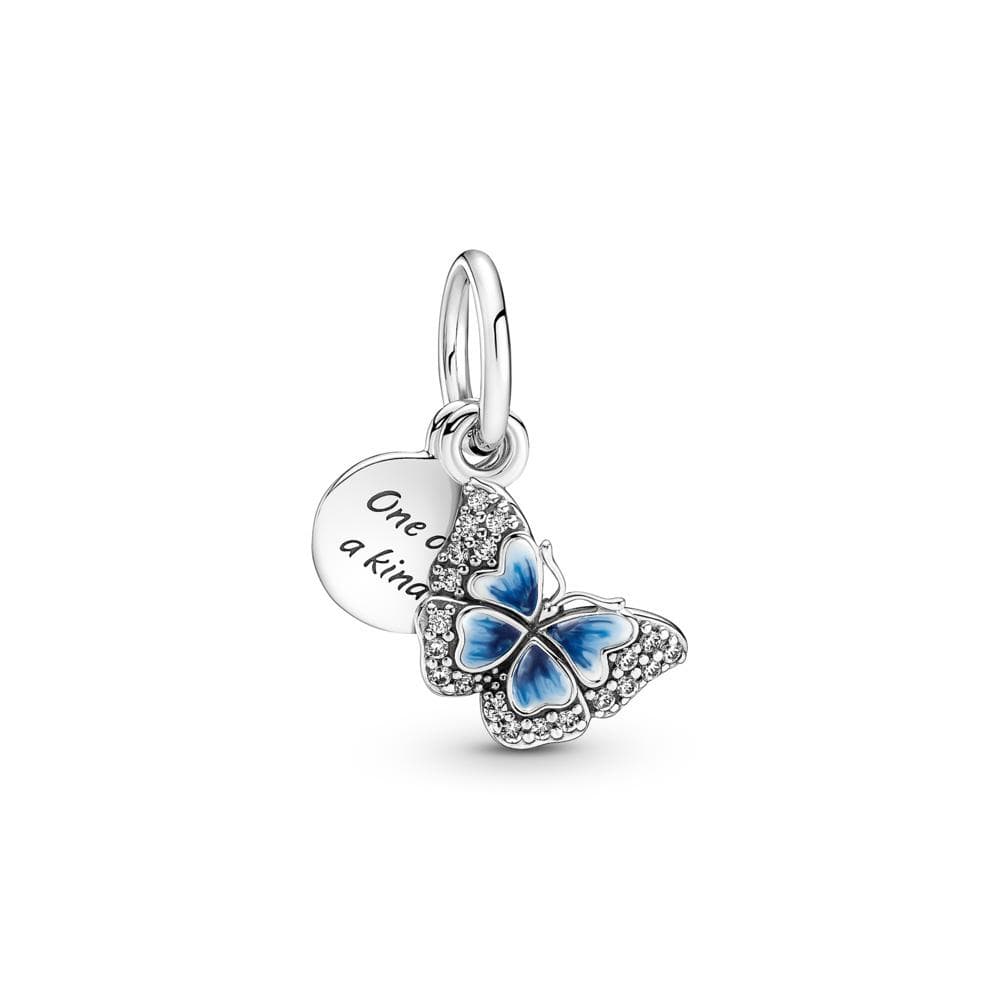 Blue Butterfly & Quote Double Dangle Cha