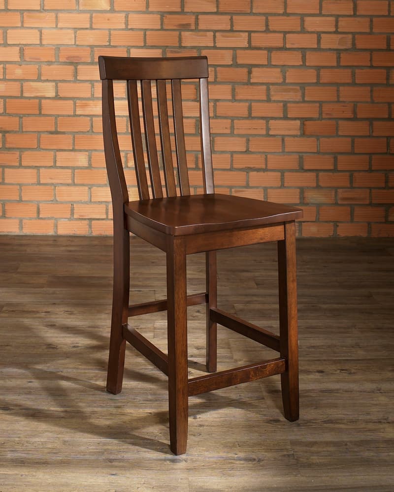 Schoolhouse Bar Stool (Mahogany) w/ 24" Seat Height.(PAIRS)
