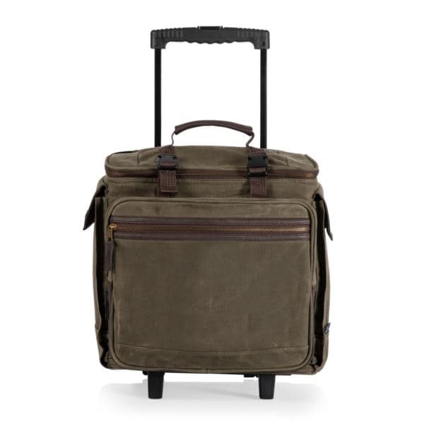 Somm - 12 Bottle Wine Bag - Khaki Green with Brown Accents