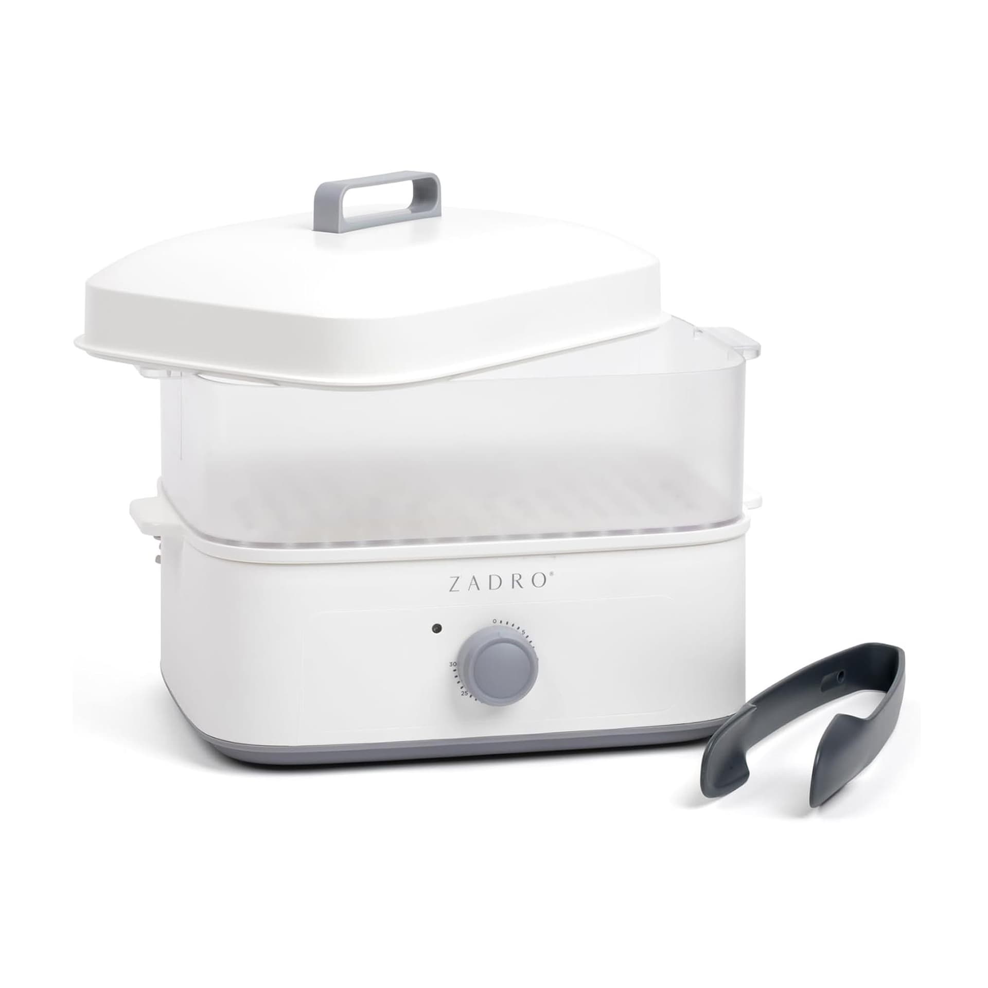 Towel Steamer with Tongs - White/Gray