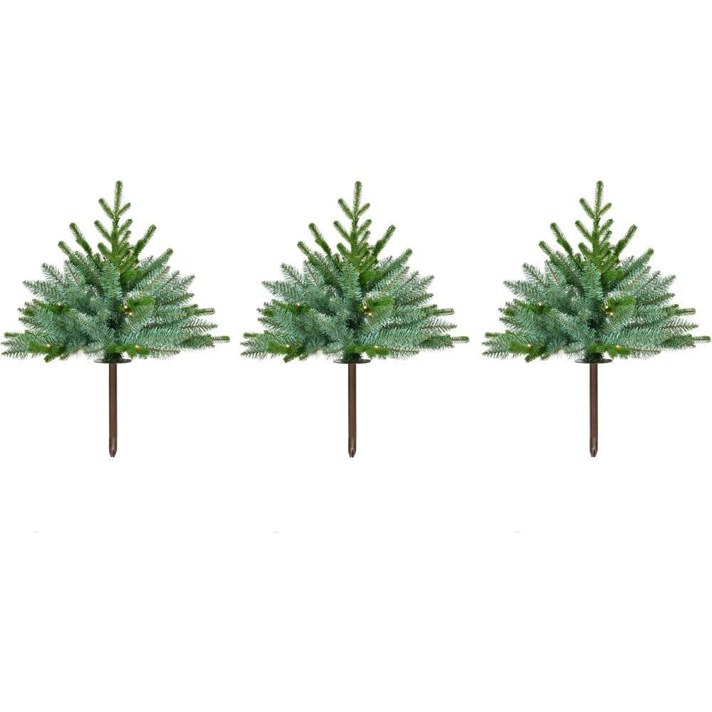 Set of 3 Prelit 18-in. Artificial Sidewalk Trees with Warm White LED Lights