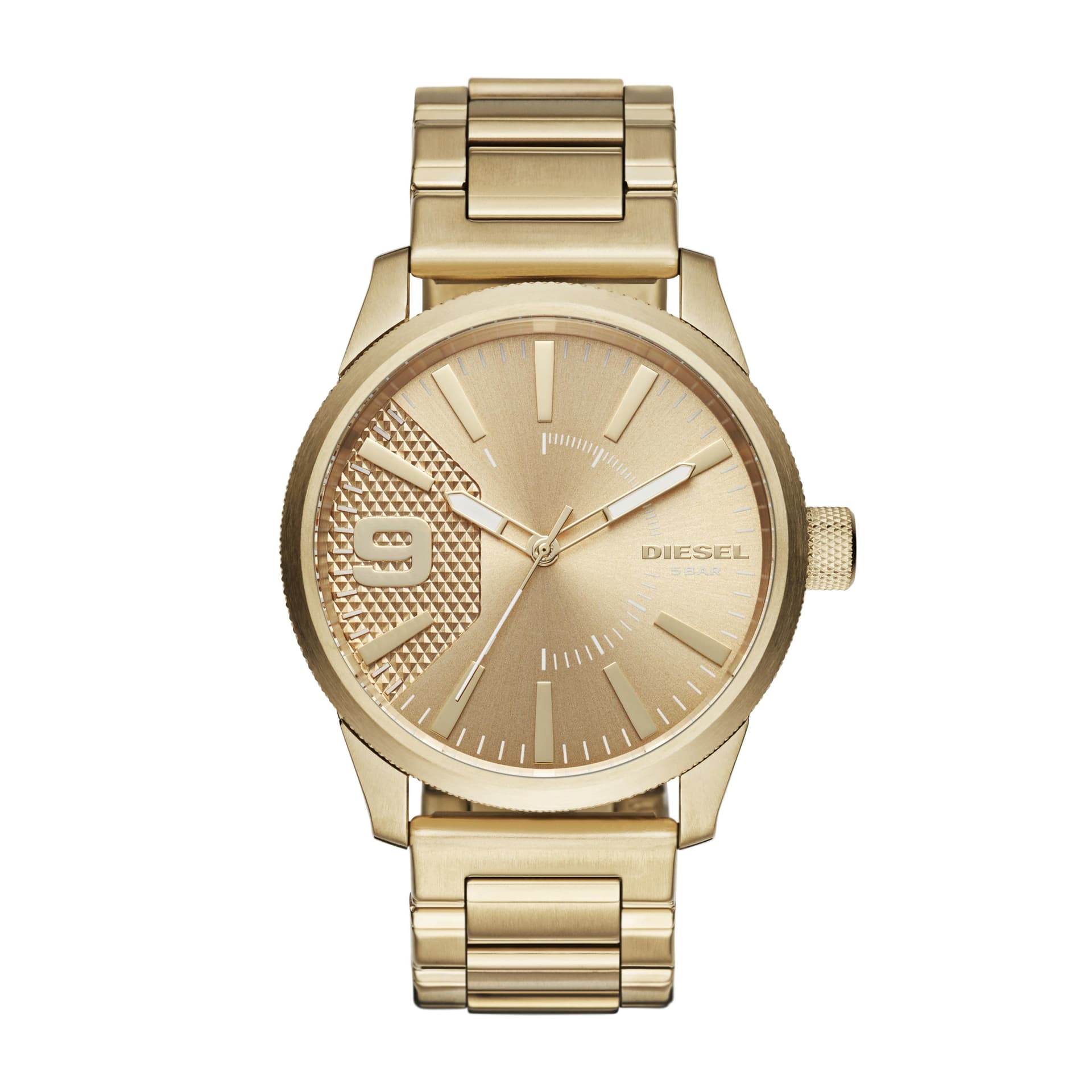 Mens Rasp Stainles Steel Gold-Tone Watch Gold Dial