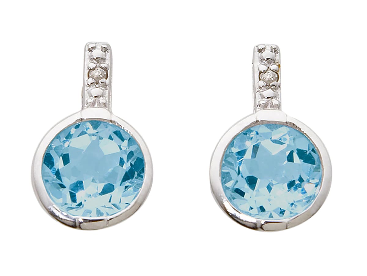 Diamond & Blue Topaz Earrings