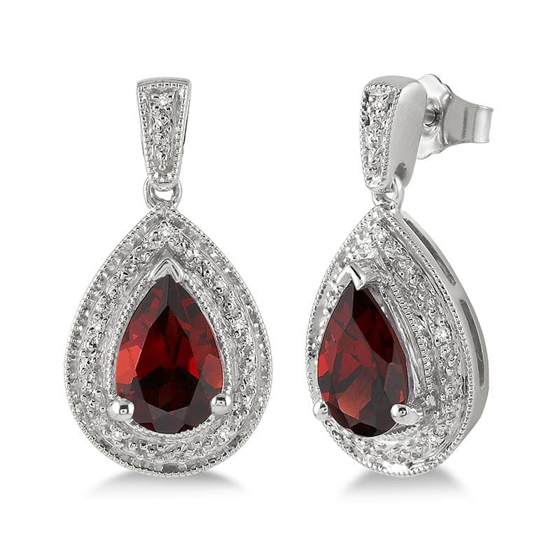 Garnet and Diamond Earrings