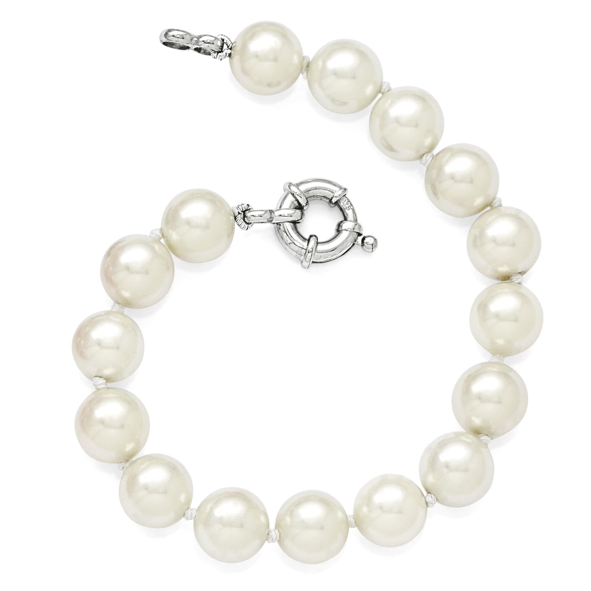 Sterling Silver Majestik 10-11mm Shell Bead Bracelet