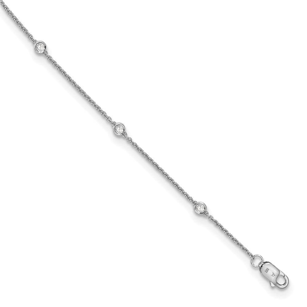 14K White Gold True Origin Lab Grown Diamond Cable Station Bracelet