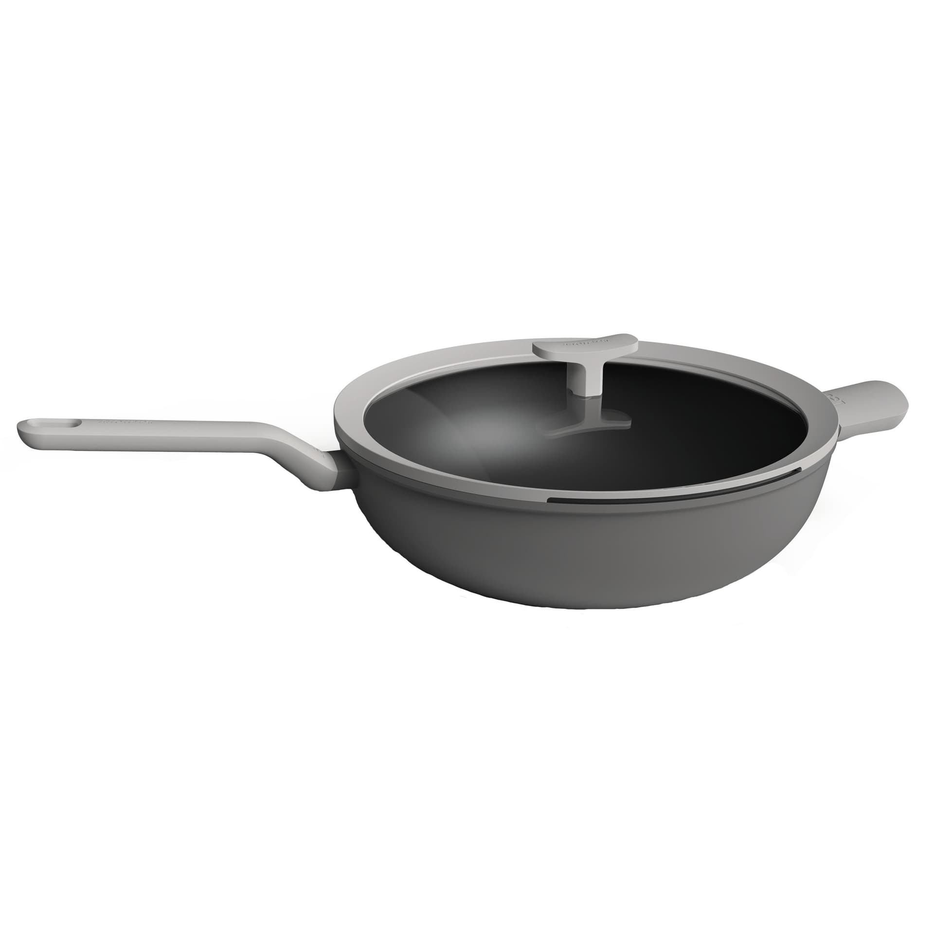 Leo 12.5" Non-stick Wok 6.2Qt., Gray, Glass Lid