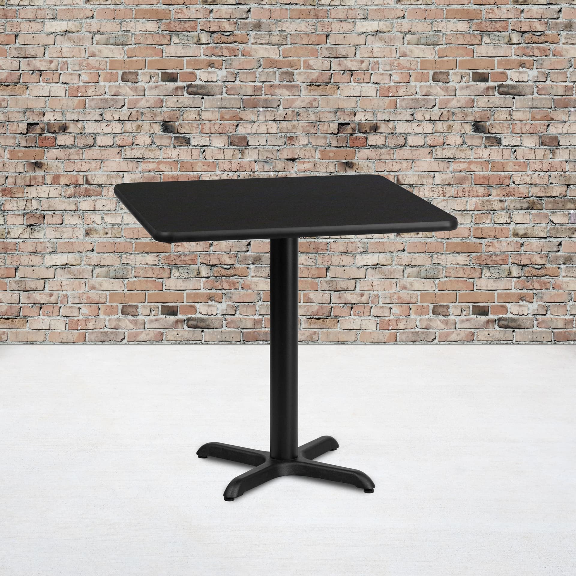 30" Square Black Laminate Table Top with 22" x 22" Table Height Base