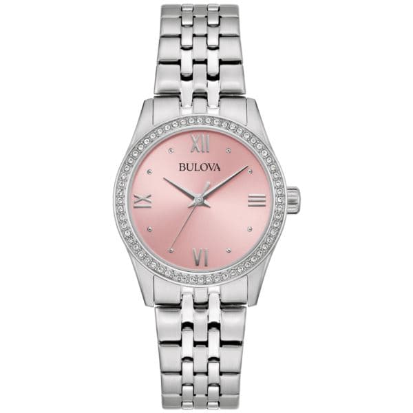 Ladies' Corporate Collection Crystal Silver-Tone Watch Pink Dial